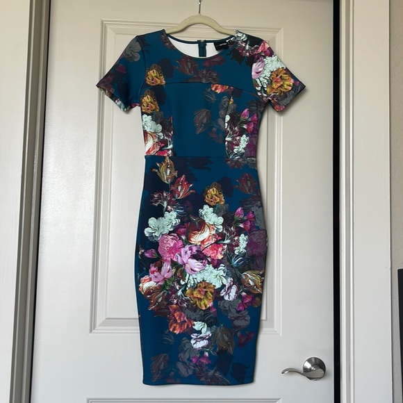 Asos Petite Navy Floral Dress - Picture 1 of 2